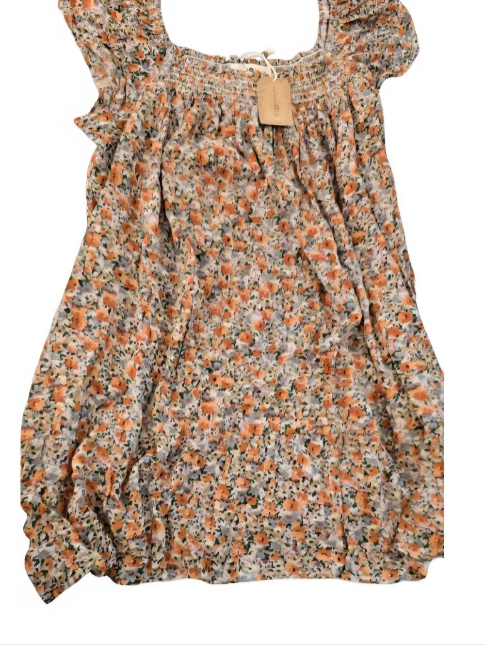 NWT Natural Life Floral Smocked Dress Medium Flutter Sleeve Mini Babydoll Boho - Picture 3 of 8
